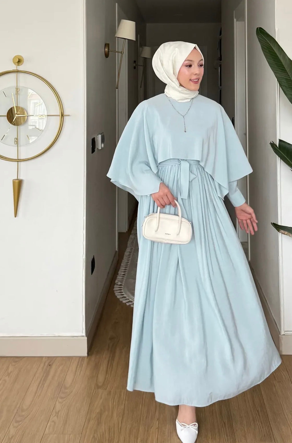 The Mist Blue Cape Summer Dress