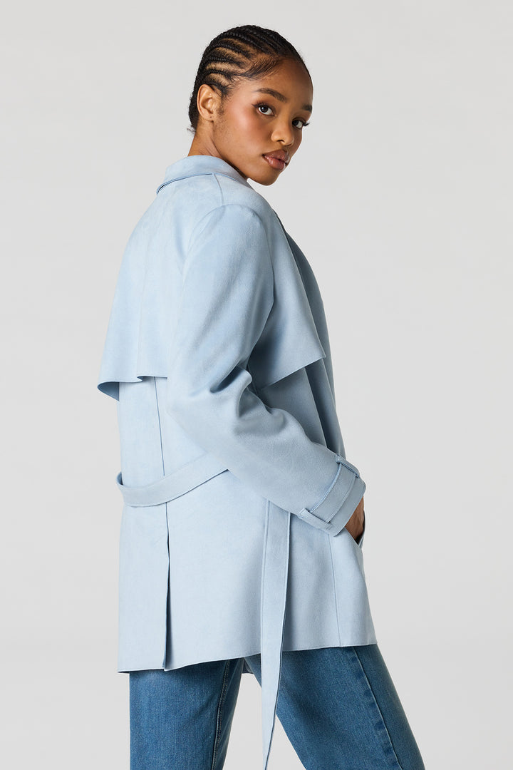 Faux Suede Midi Trench Coat image 3