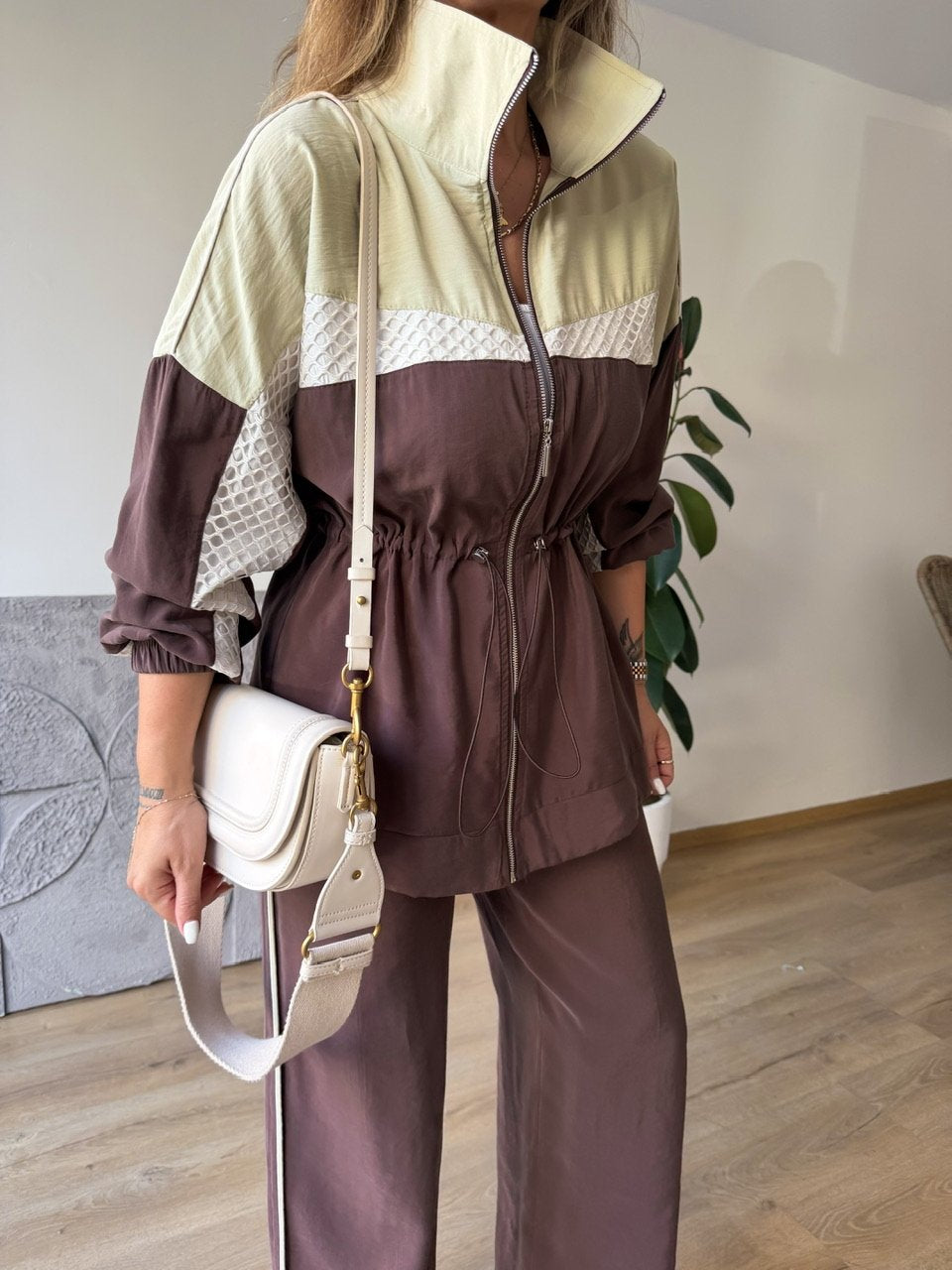 Color-Block Sport Set - Brown