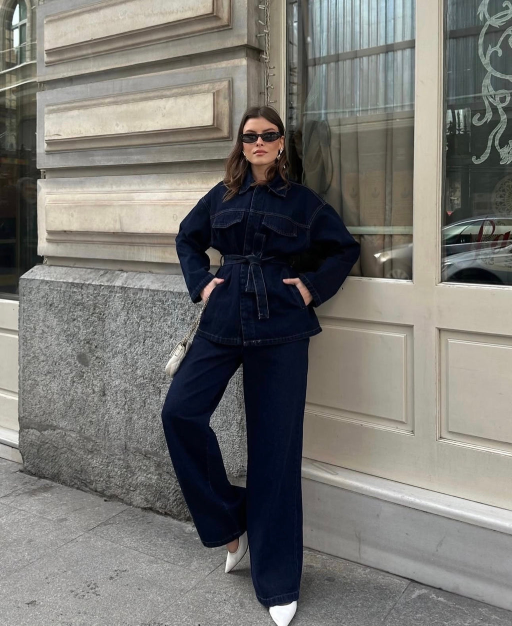 Denim Belted Set