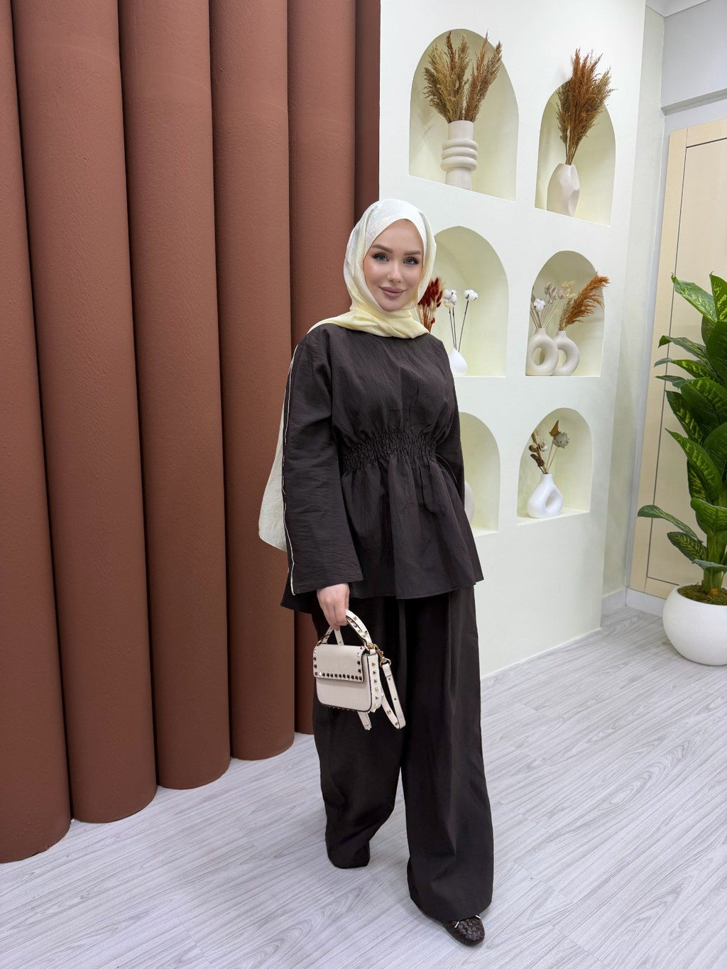 Brown Elegance Zara Cupra Co-ord Set