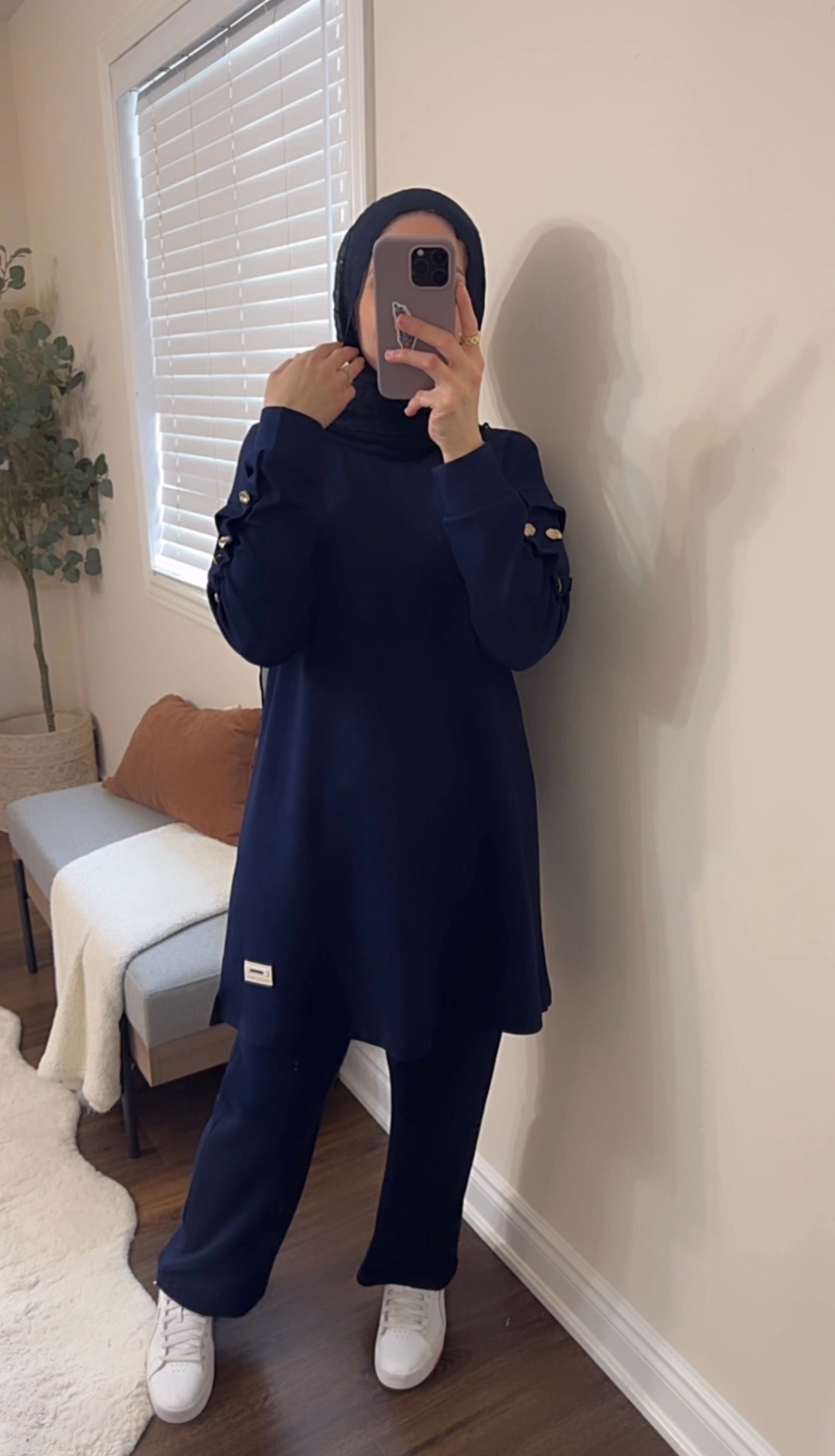 Navy blue Long Tunic Set