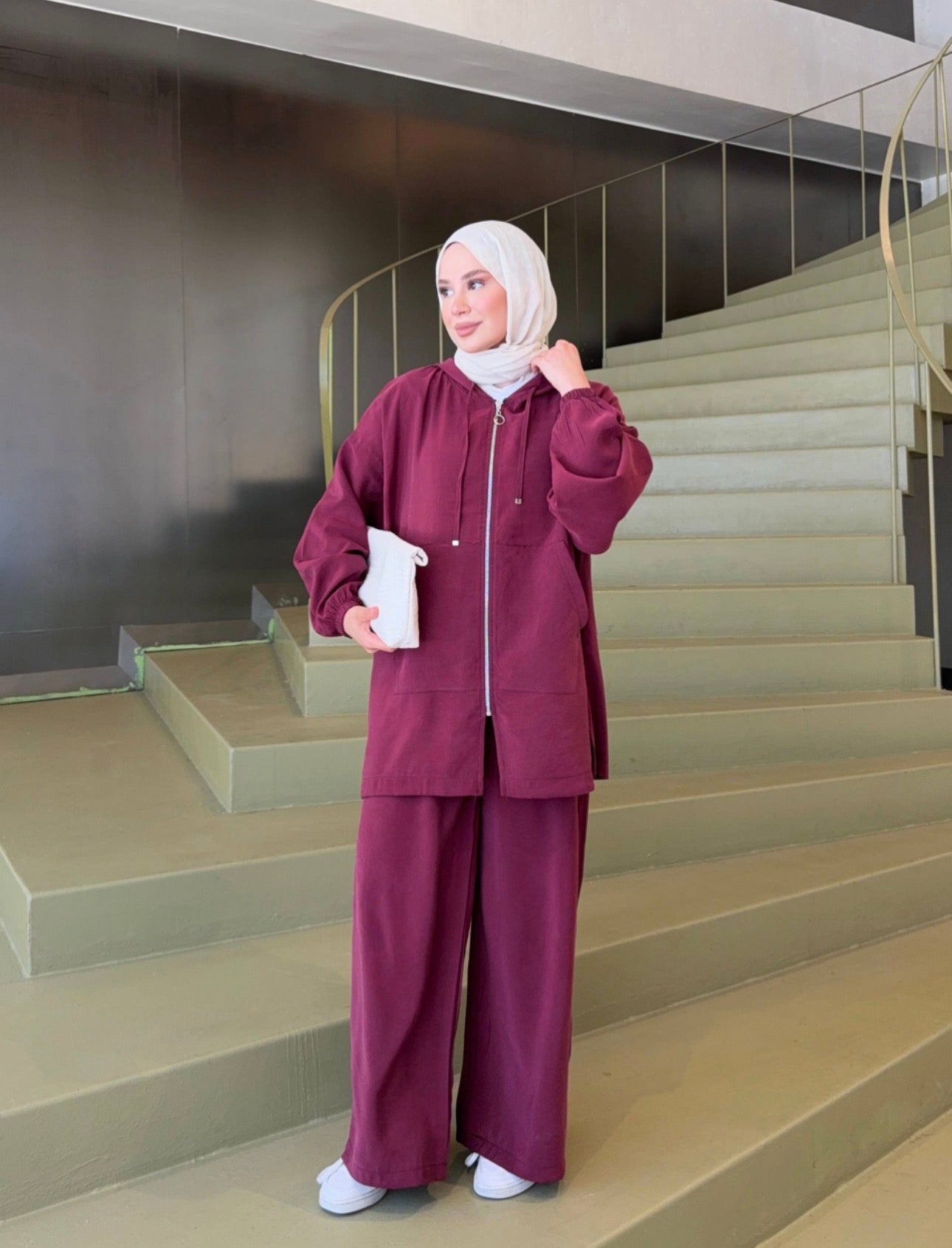 Casual Comfort Wide-Leg Set - Maroon