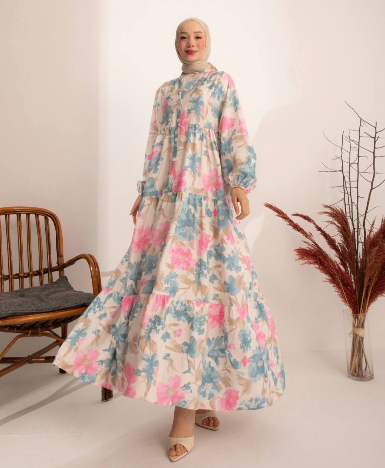 Rosaline Blue/Pink Summer Dress image 0