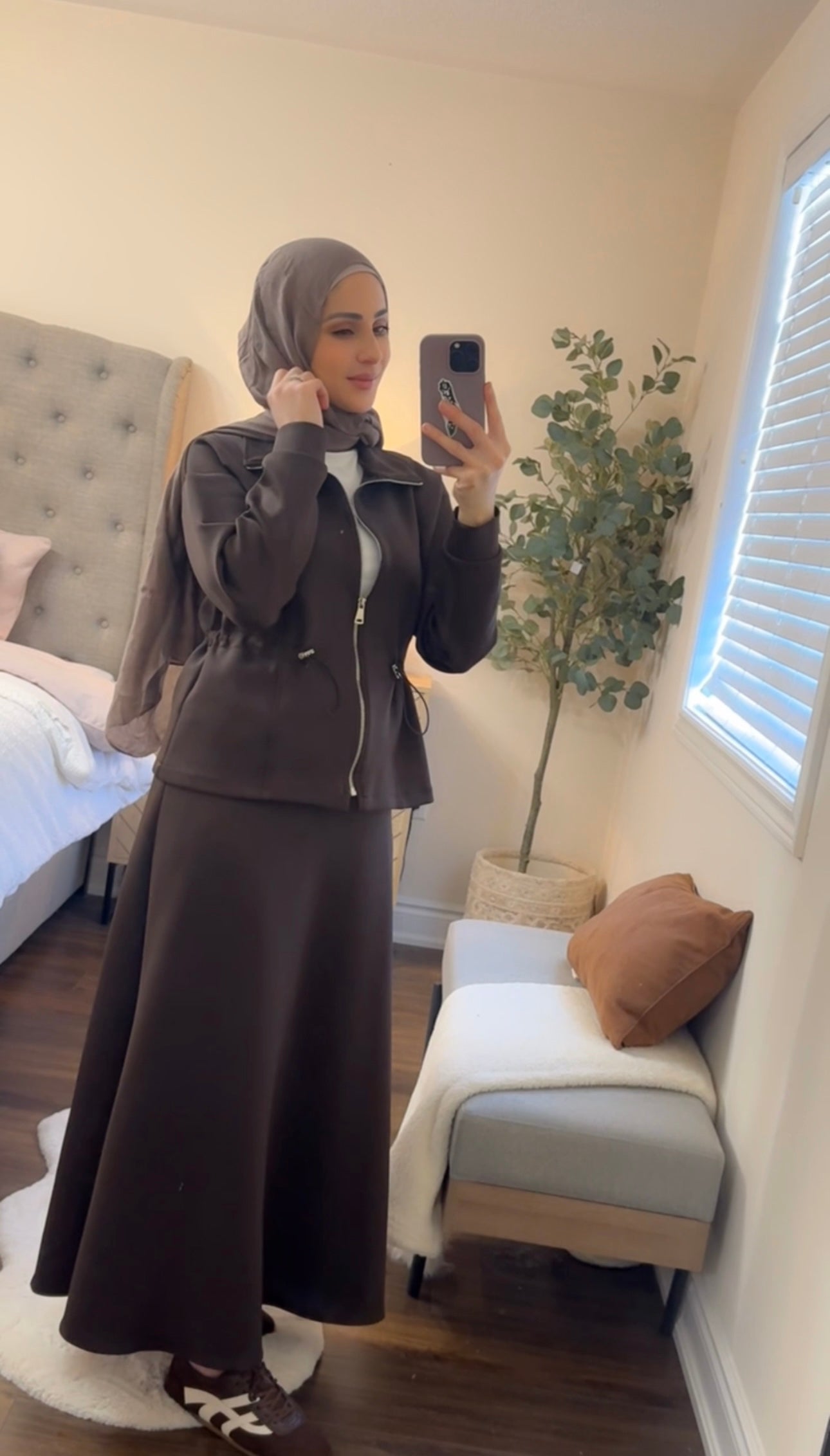 2 - Piece Scuba Skirt Set - Brown 🤎 image 3