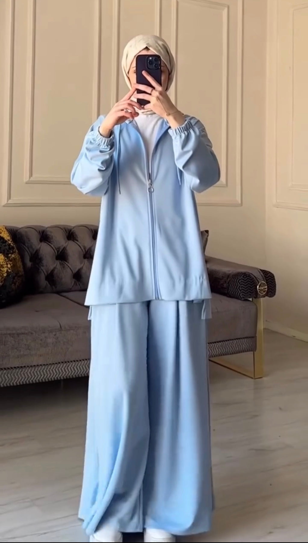 Basic Blue Hooded Co-Ord Set