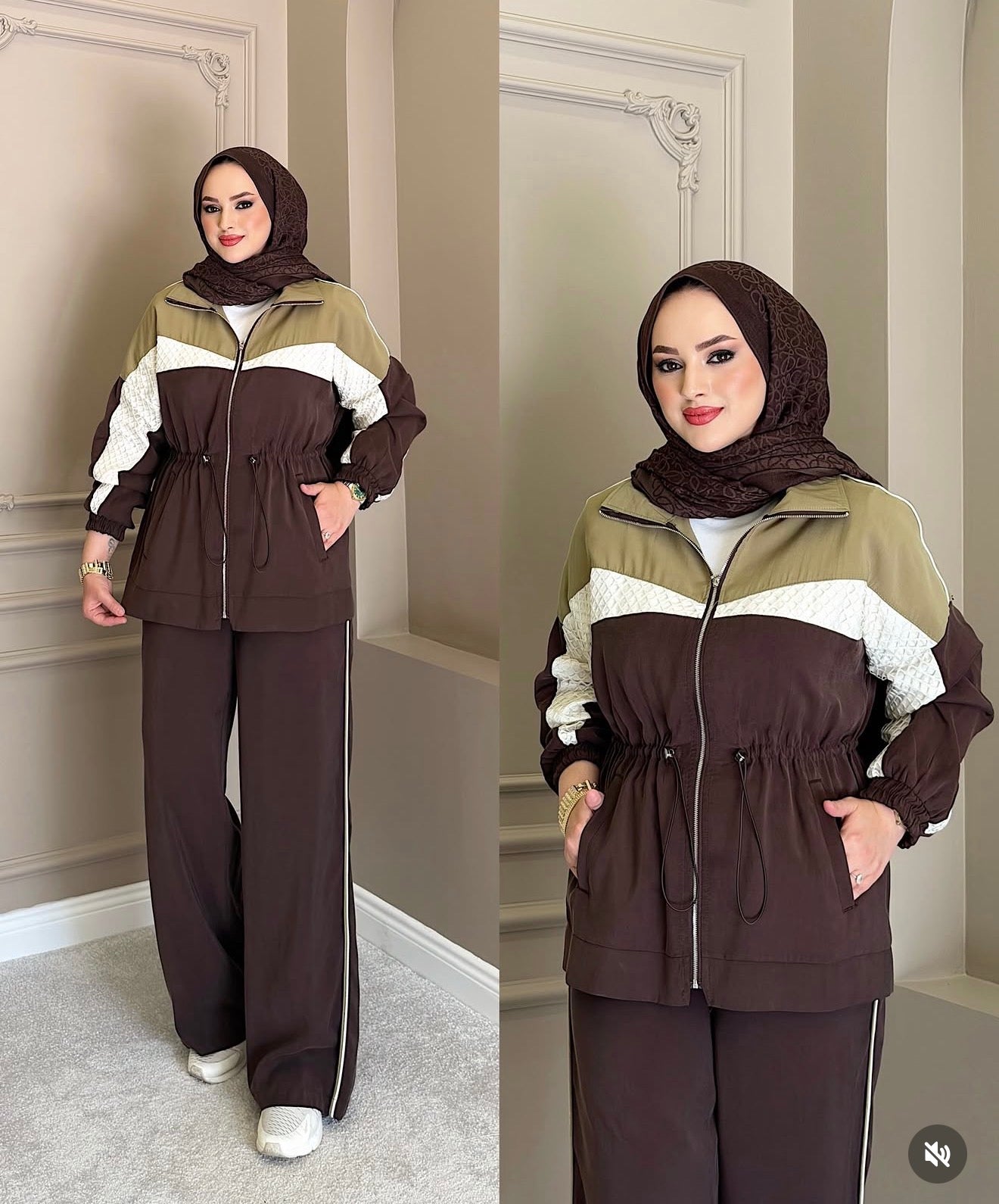 Color-Block Sport Set - Brown