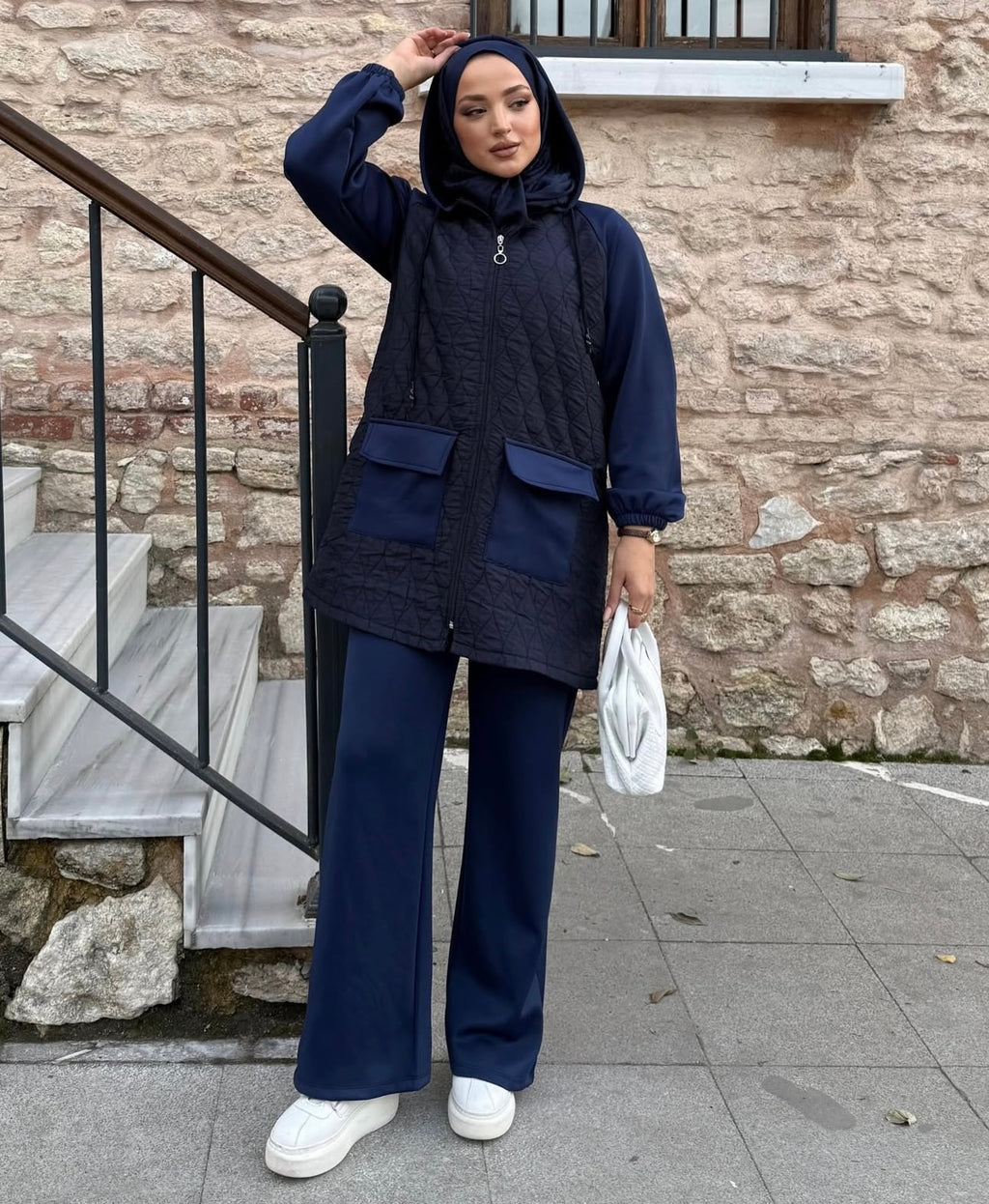 Navy Quilted Sporty Chic Set image 1