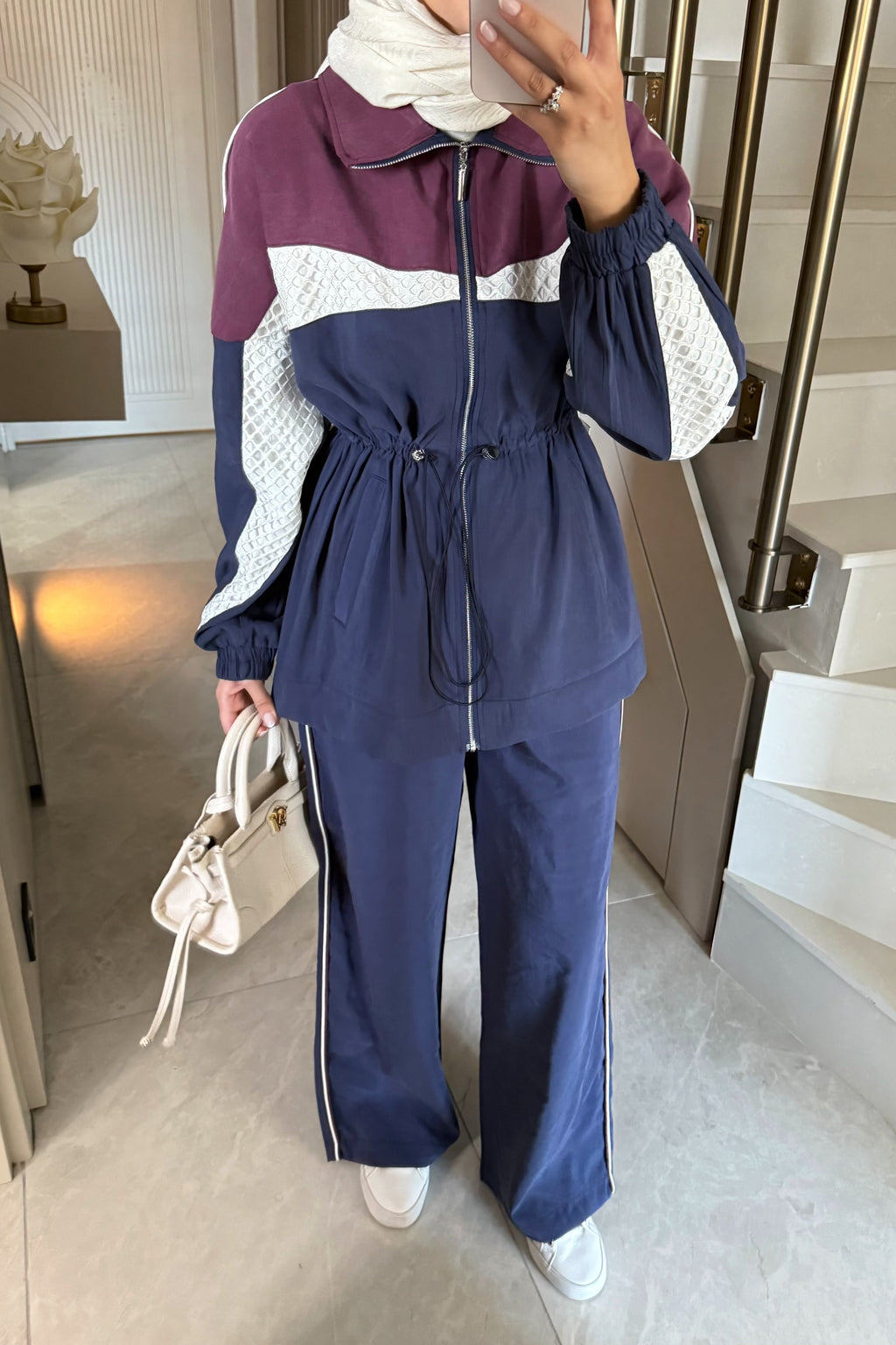 Color-Block Sport Set - Navy Blue