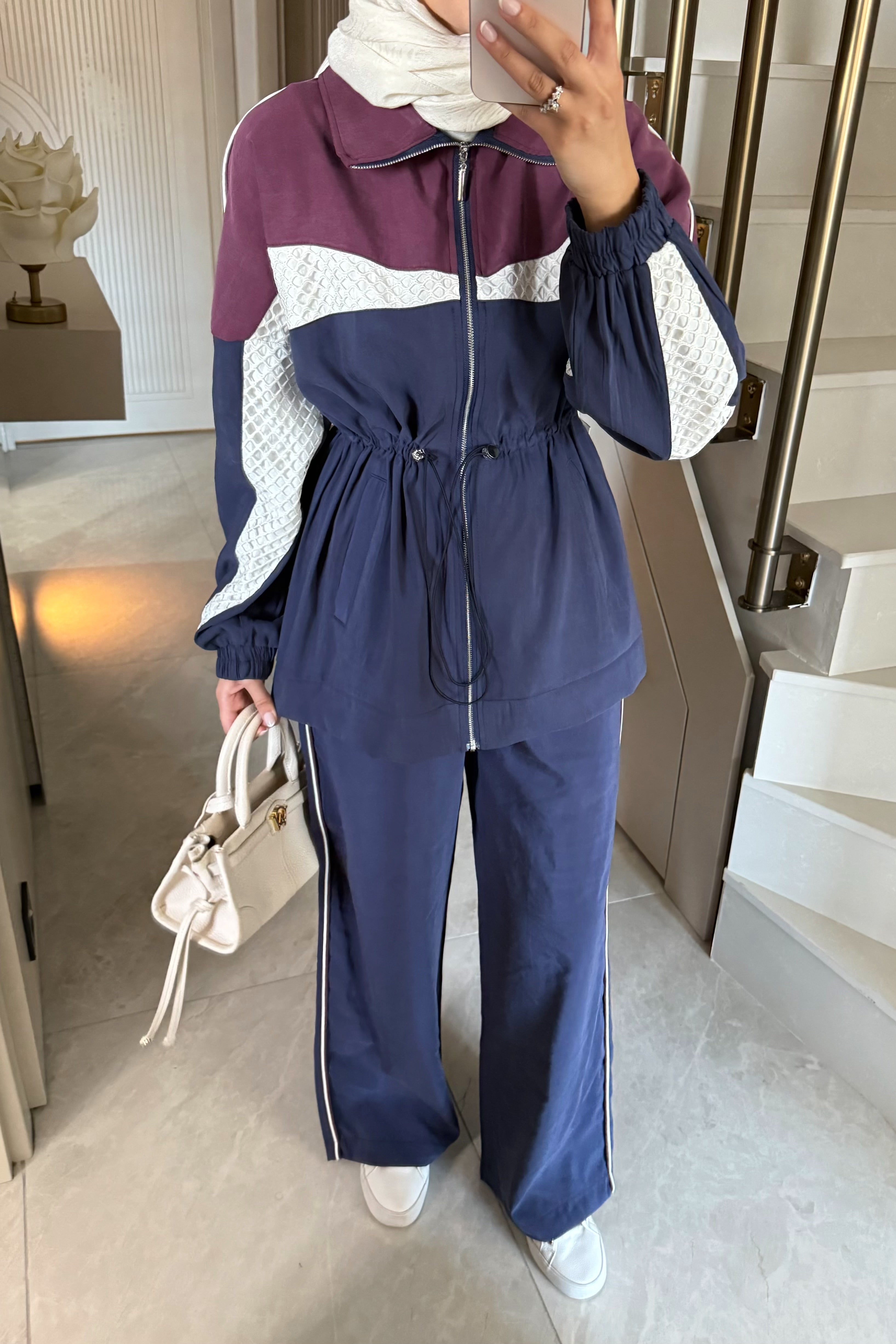 Color-Block Sport Set - Navy Blue