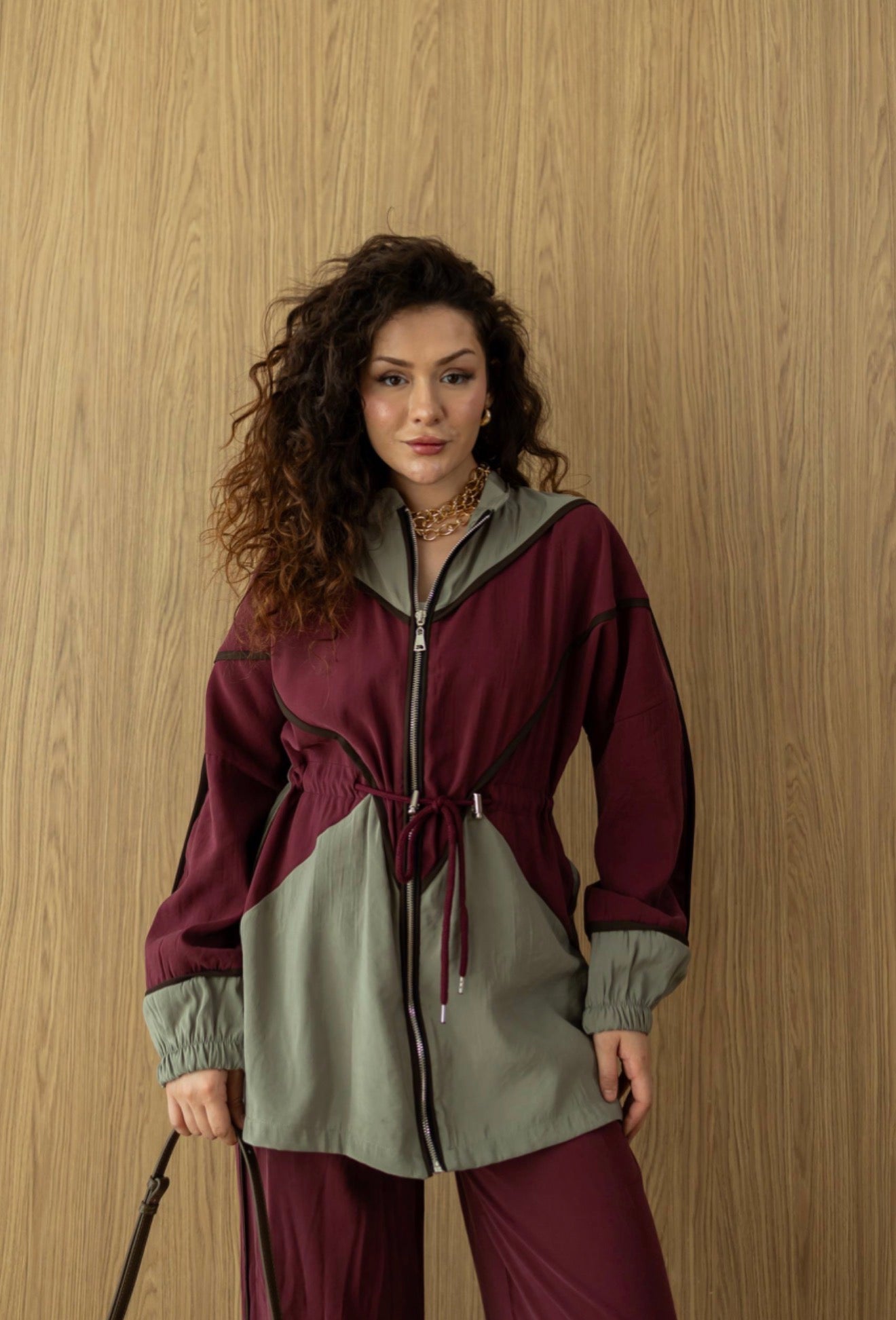 Burgundy & Green Modal Athleisure Co-Ord Set