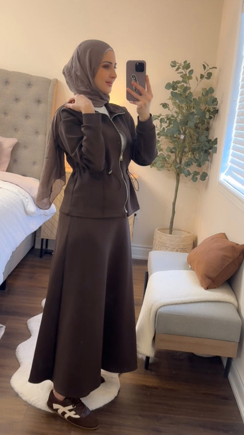 2 - Piece Scuba Skirt Set - Brown 🤎 image 1