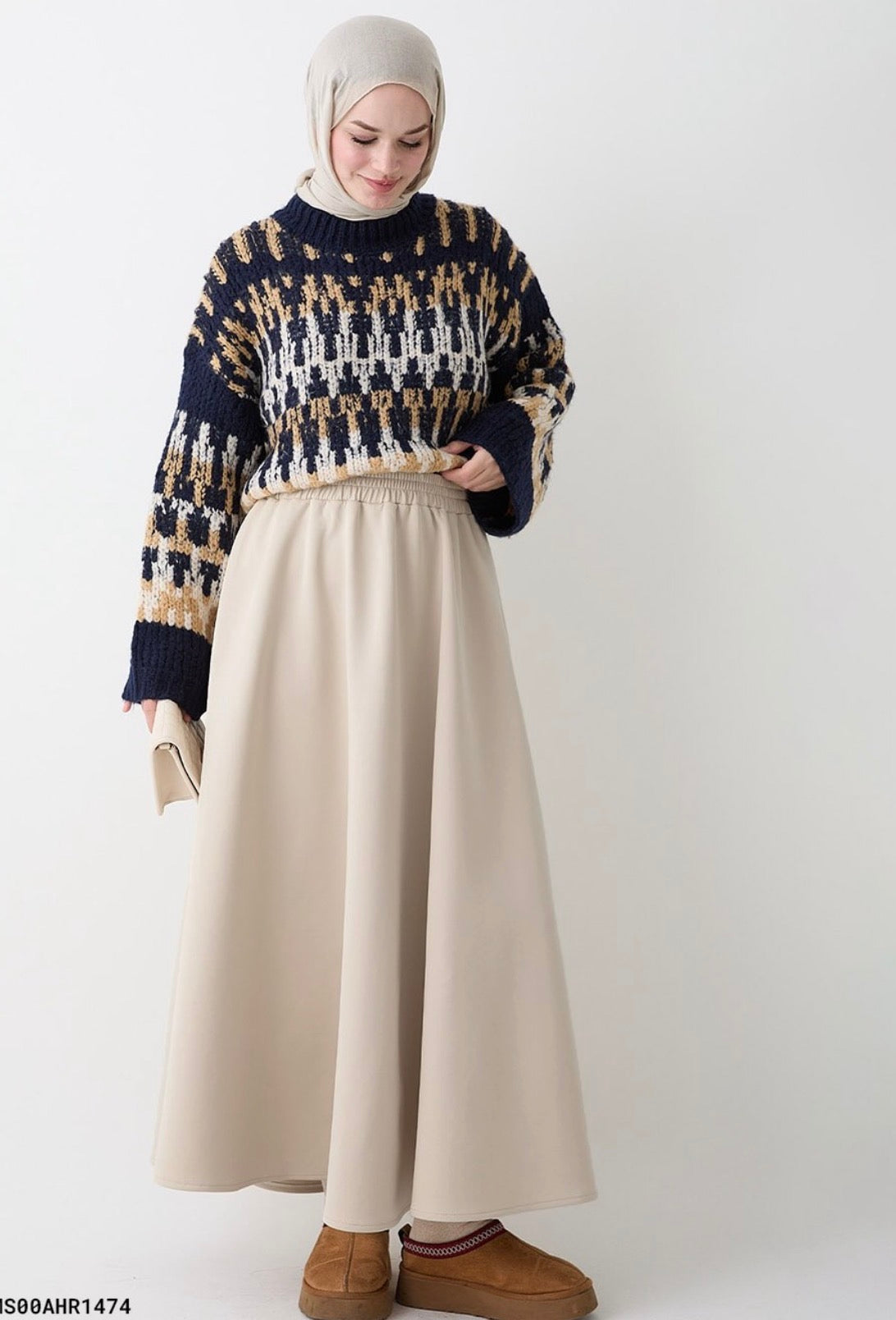Scuba Maxi Skirt - Beige