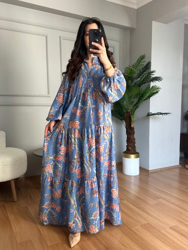Blue Floral Breeze Summer Dress