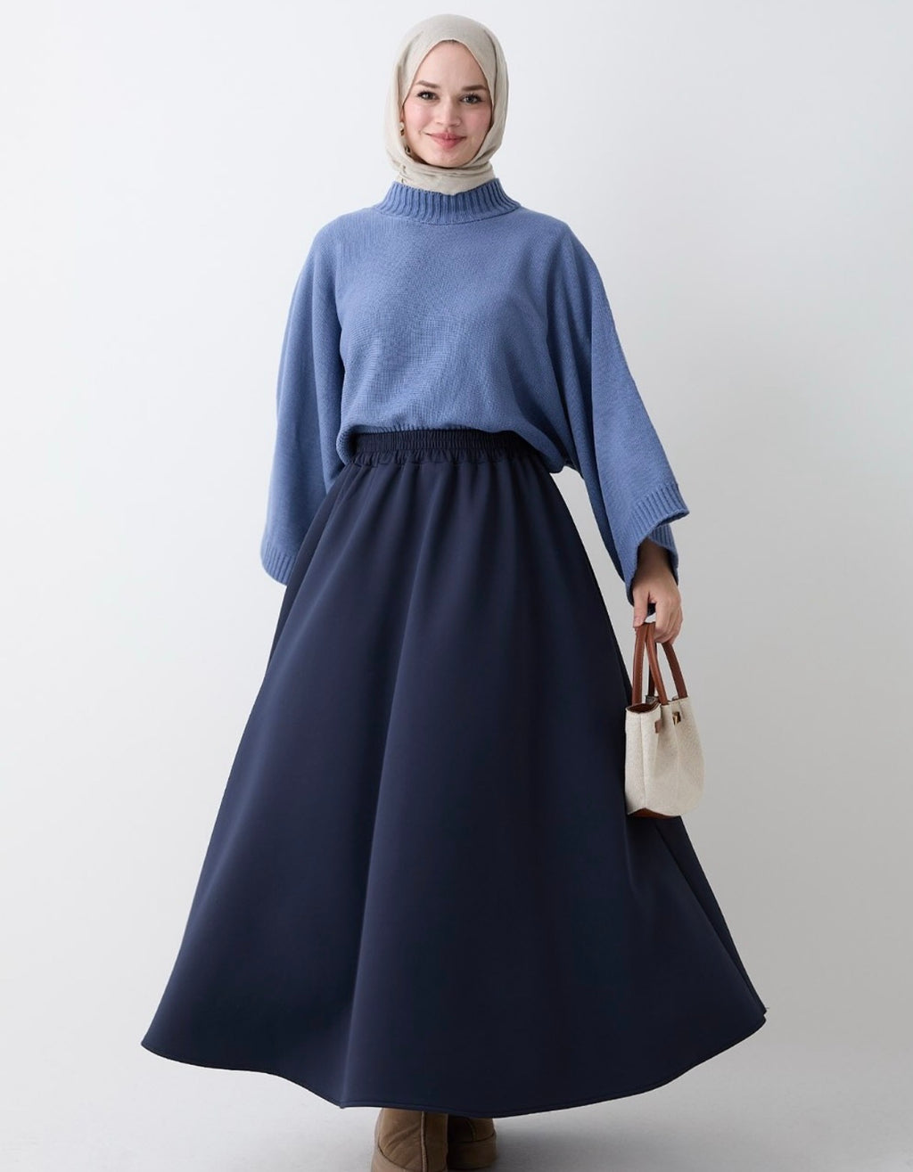 Scuba Maxi Skirt - Navy Blue