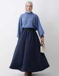 Scuba Maxi Skirt - Navy Blue