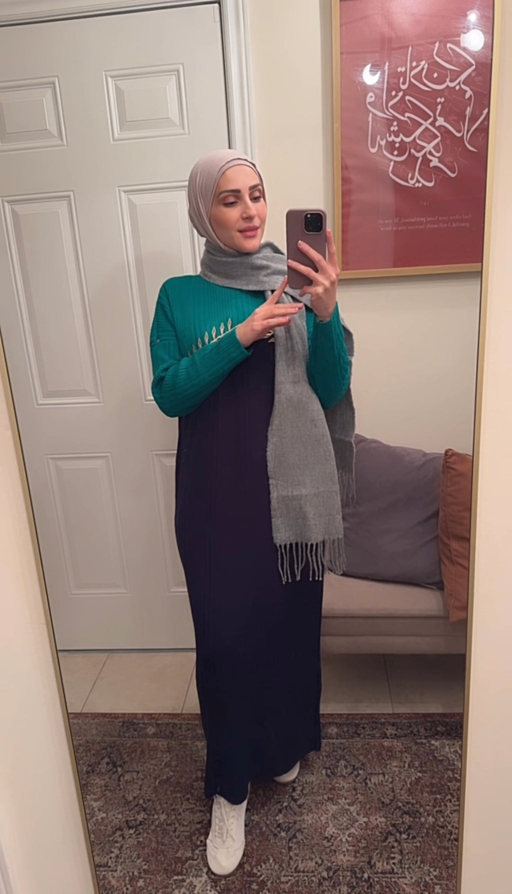 Embroidered Half Turtleneck Knitwear dress image 6