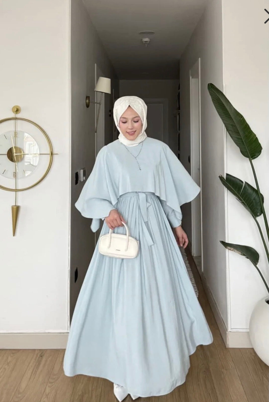 The Mist Blue Cape Summer Dress