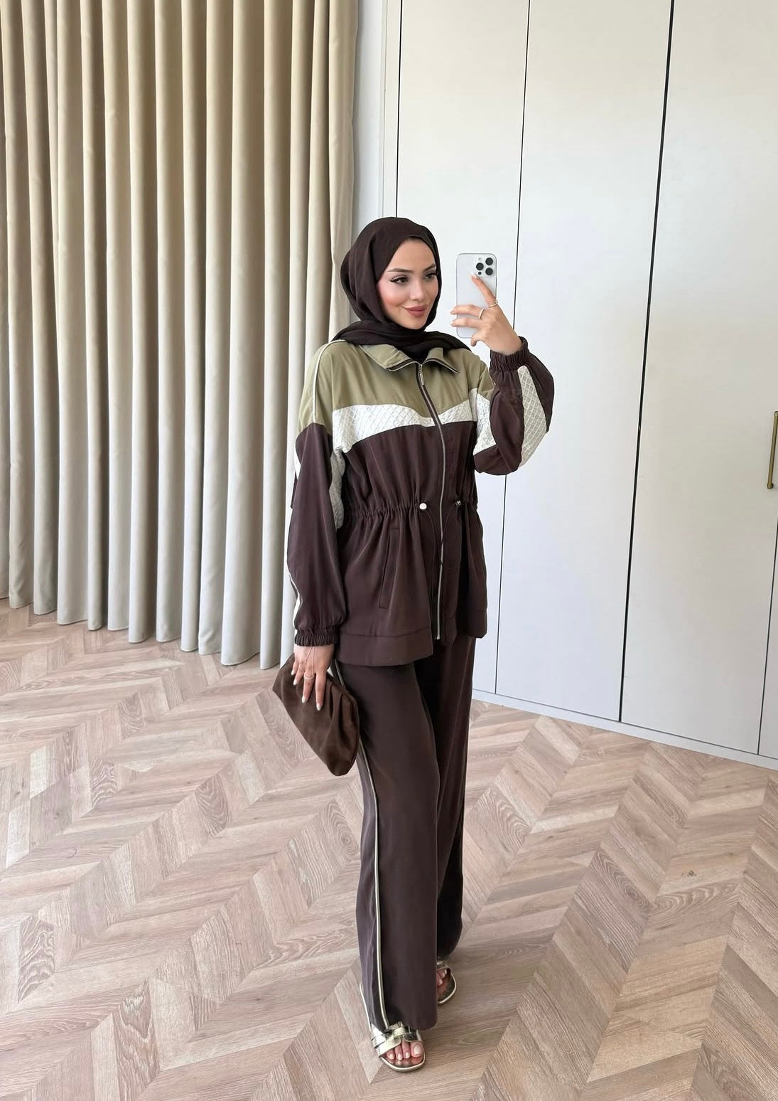 Color-Block Sport Set - Brown