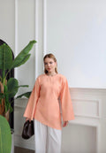 Peach Asymmetric Flare-Sleeve Tunic