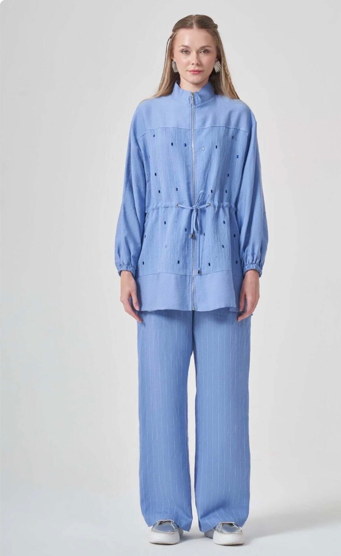 Women's Stone Detailed Begonia Set - Blue