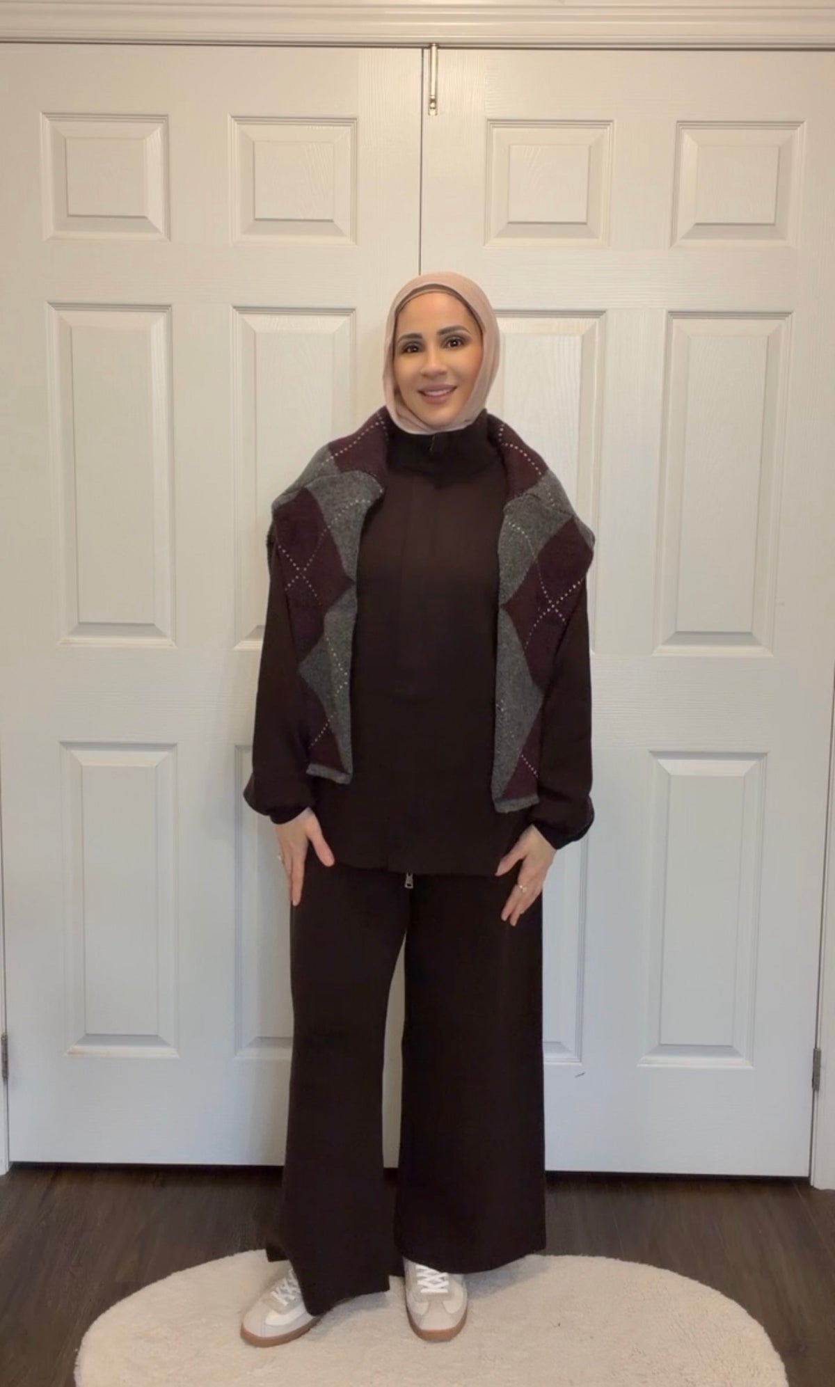 Chocolate Knit Zip-Up Two-Piece