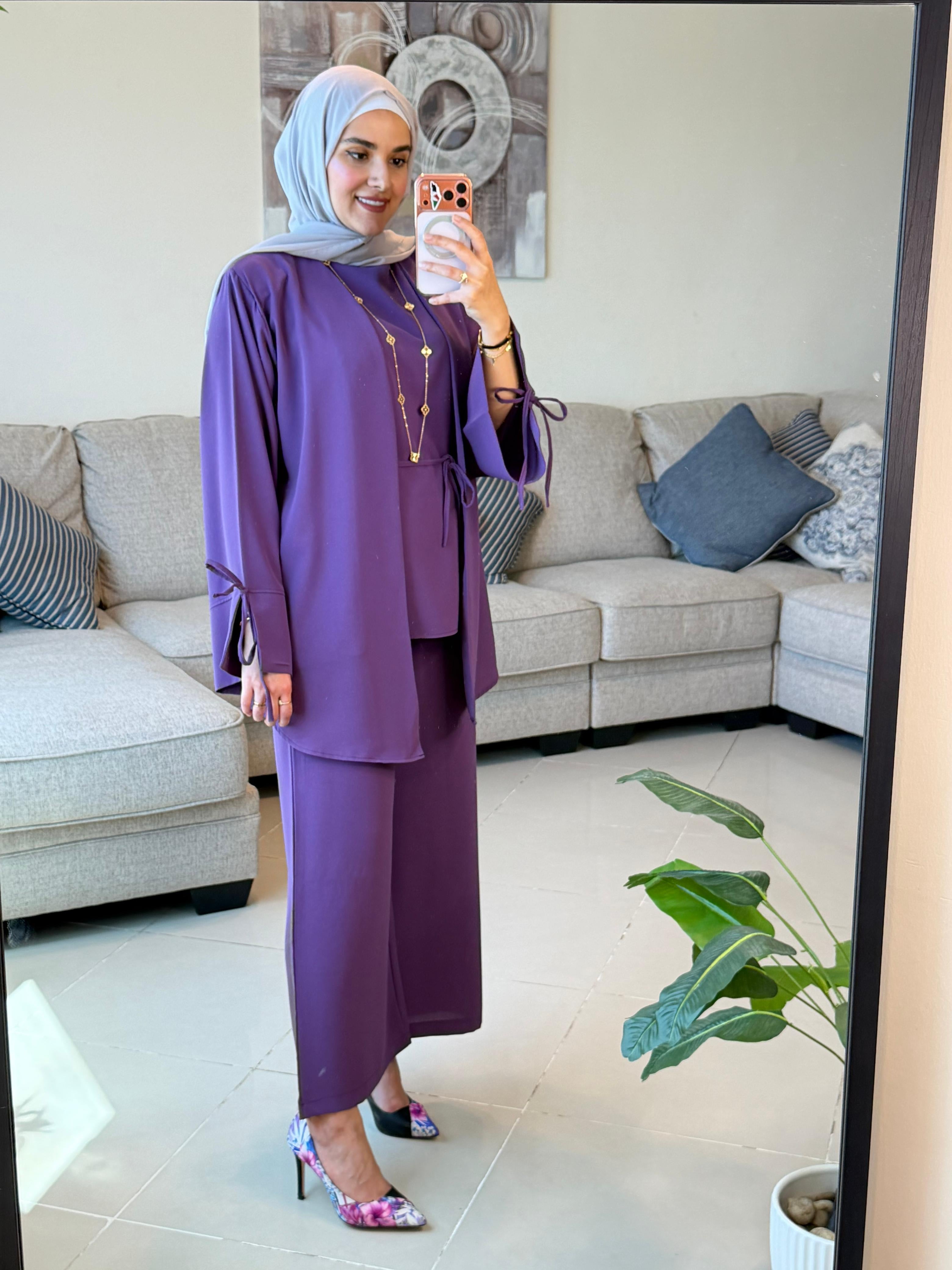 ONUK Two-Piece Modest Co-Ord Set - Eggplant