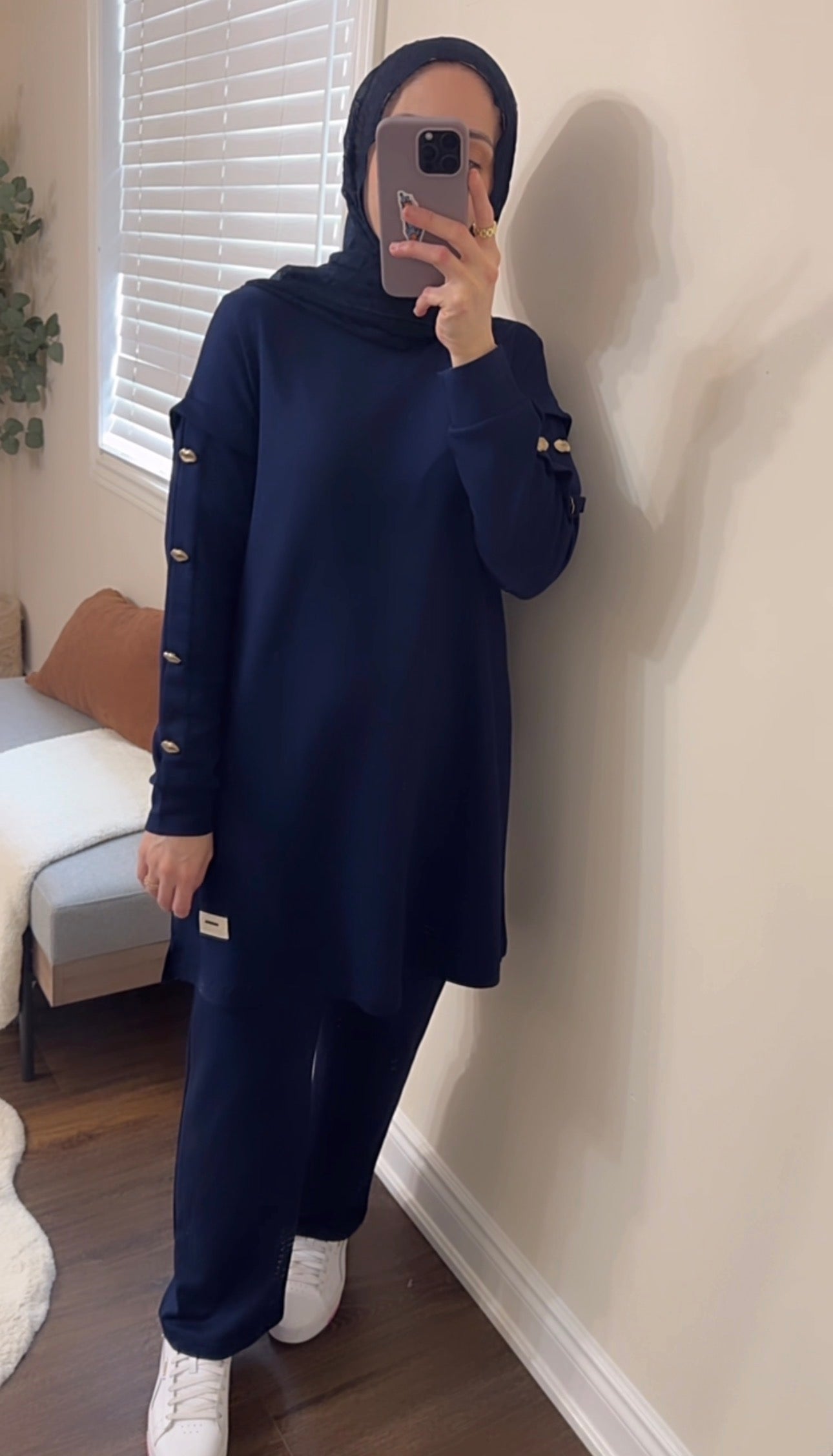 Navy blue Long Tunic Set