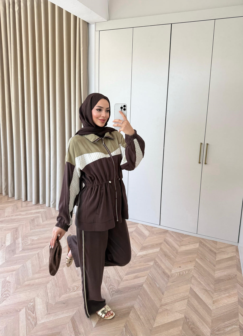 Color-Block Sport Set - Brown