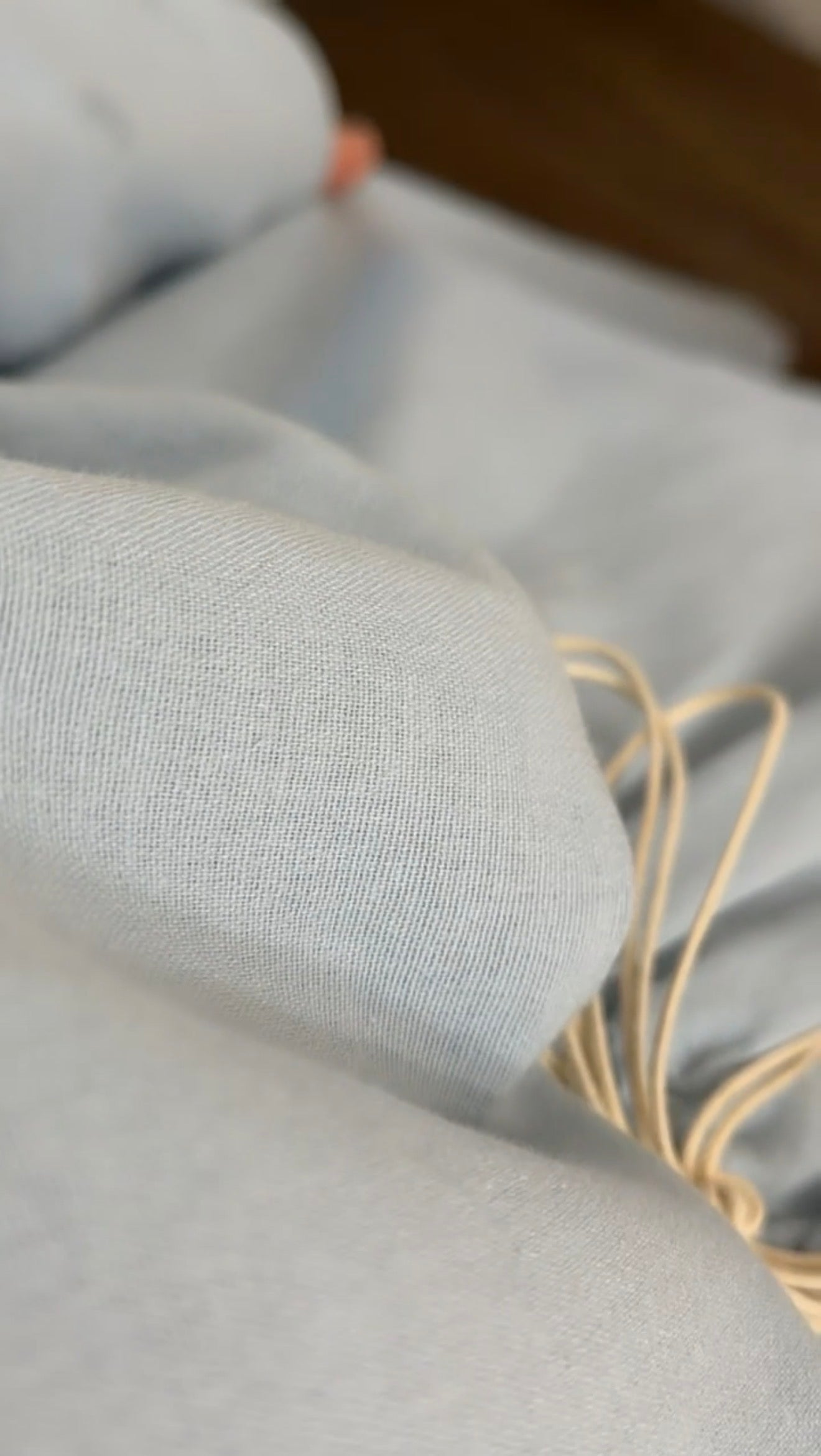 Sky Blue Linen Skirt Set with Braided Rope Belt