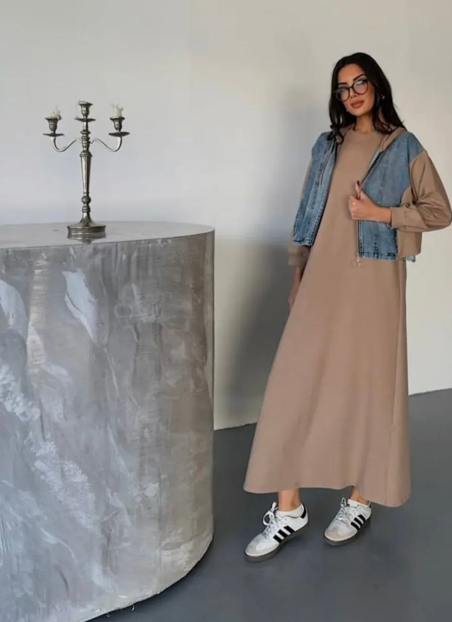 100% Cotton Summer Dress – Beige  image 0