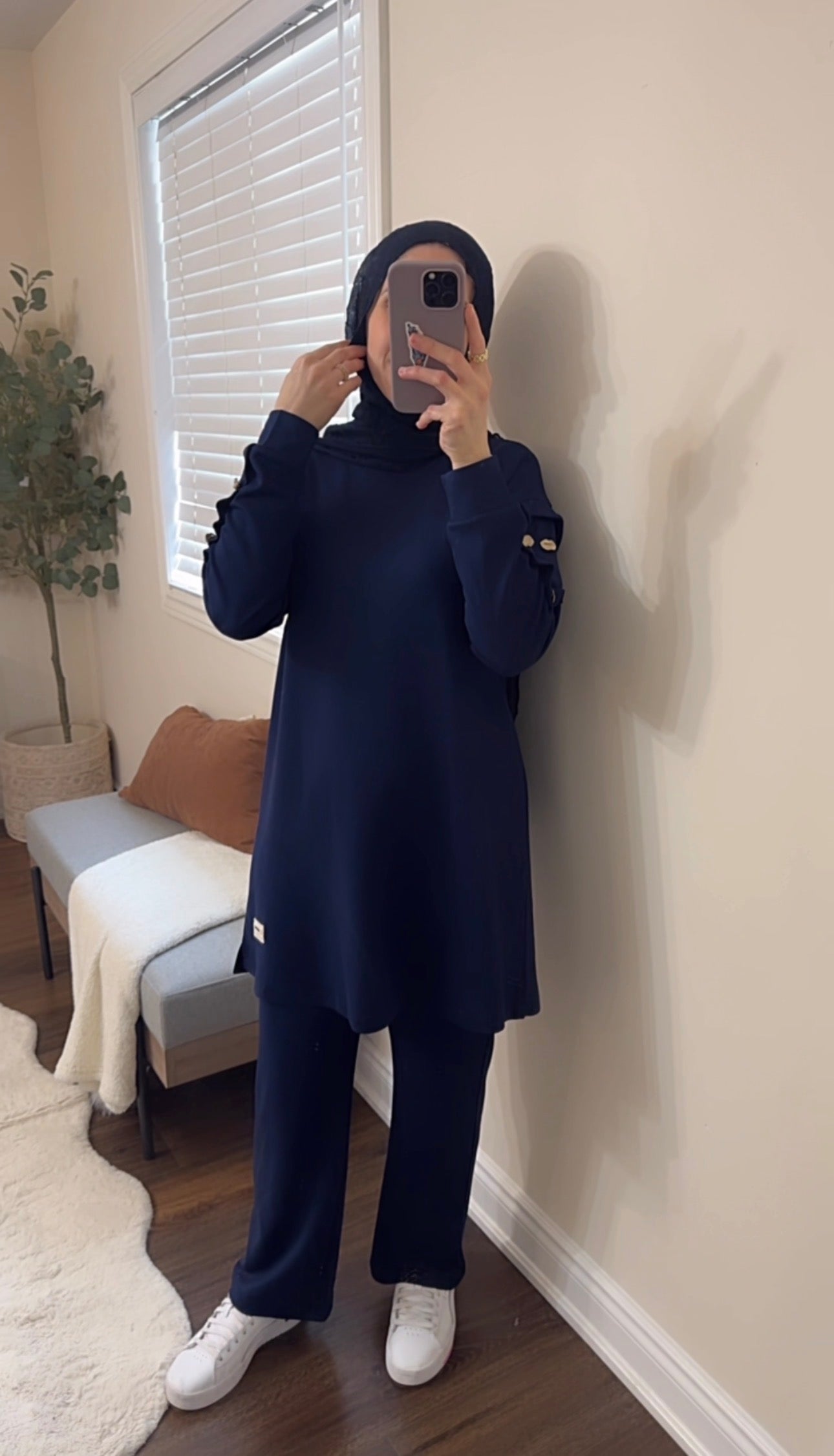 Navy blue Long Tunic Set