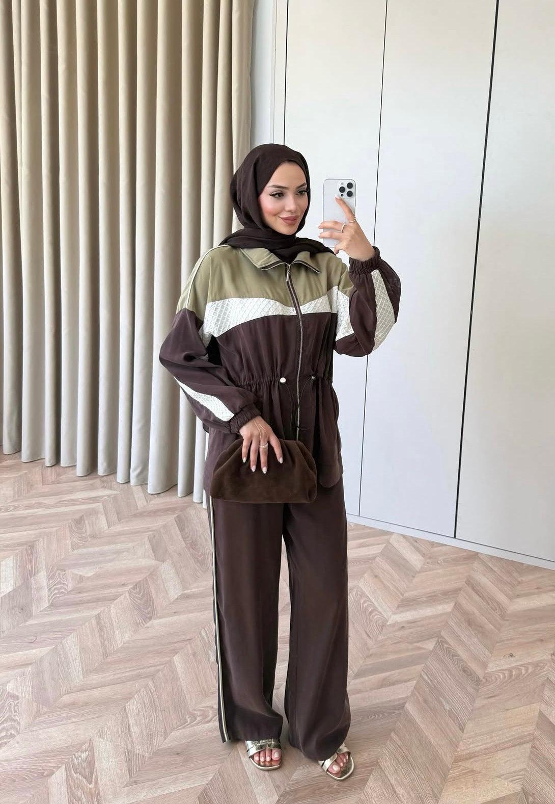Color-Block Sport Set - Brown