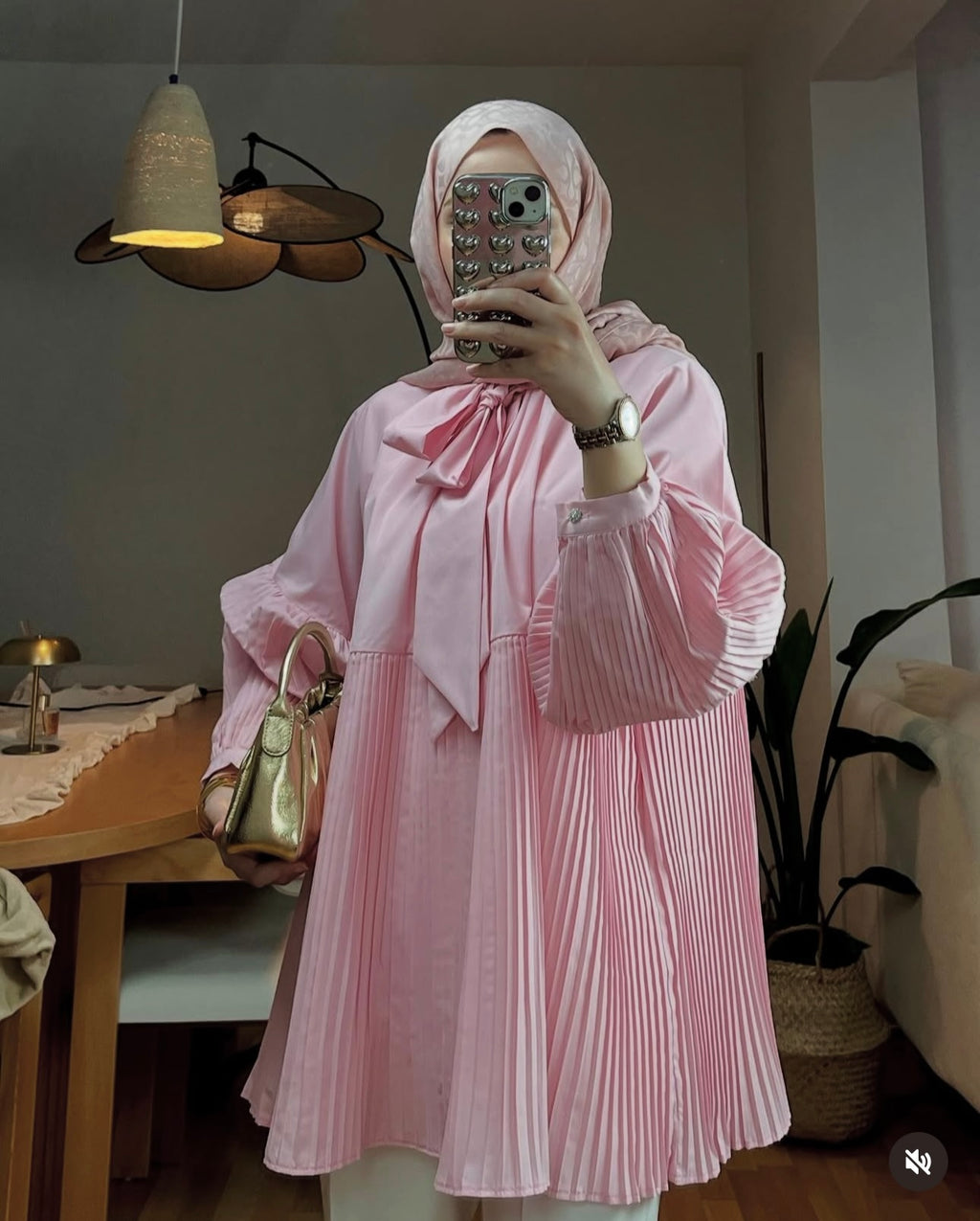 Pleated Elegance Bow Blouse – Soft Pink image 5