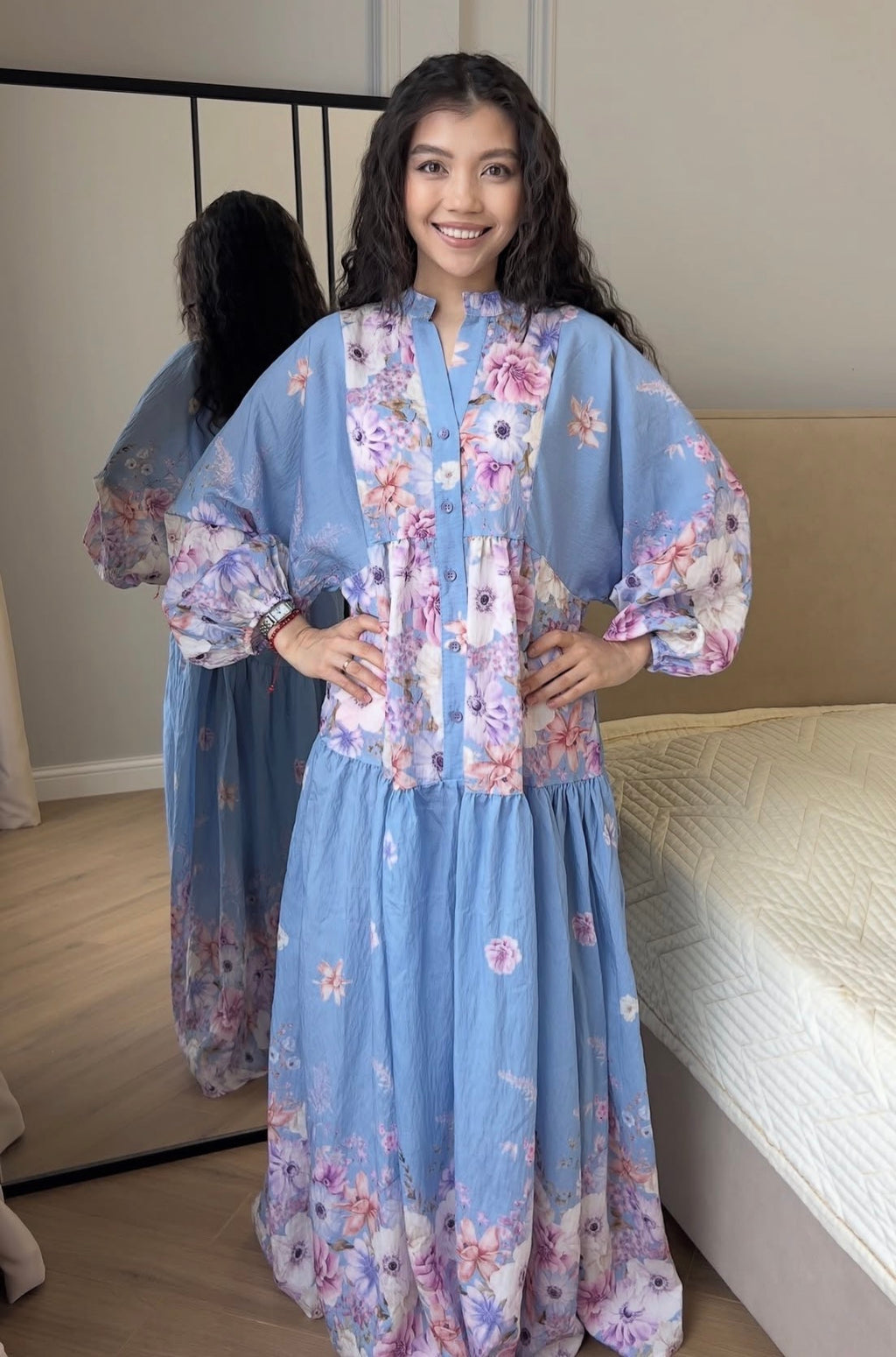 Summer Breeze Maxi Dress - Sky Blue Floral