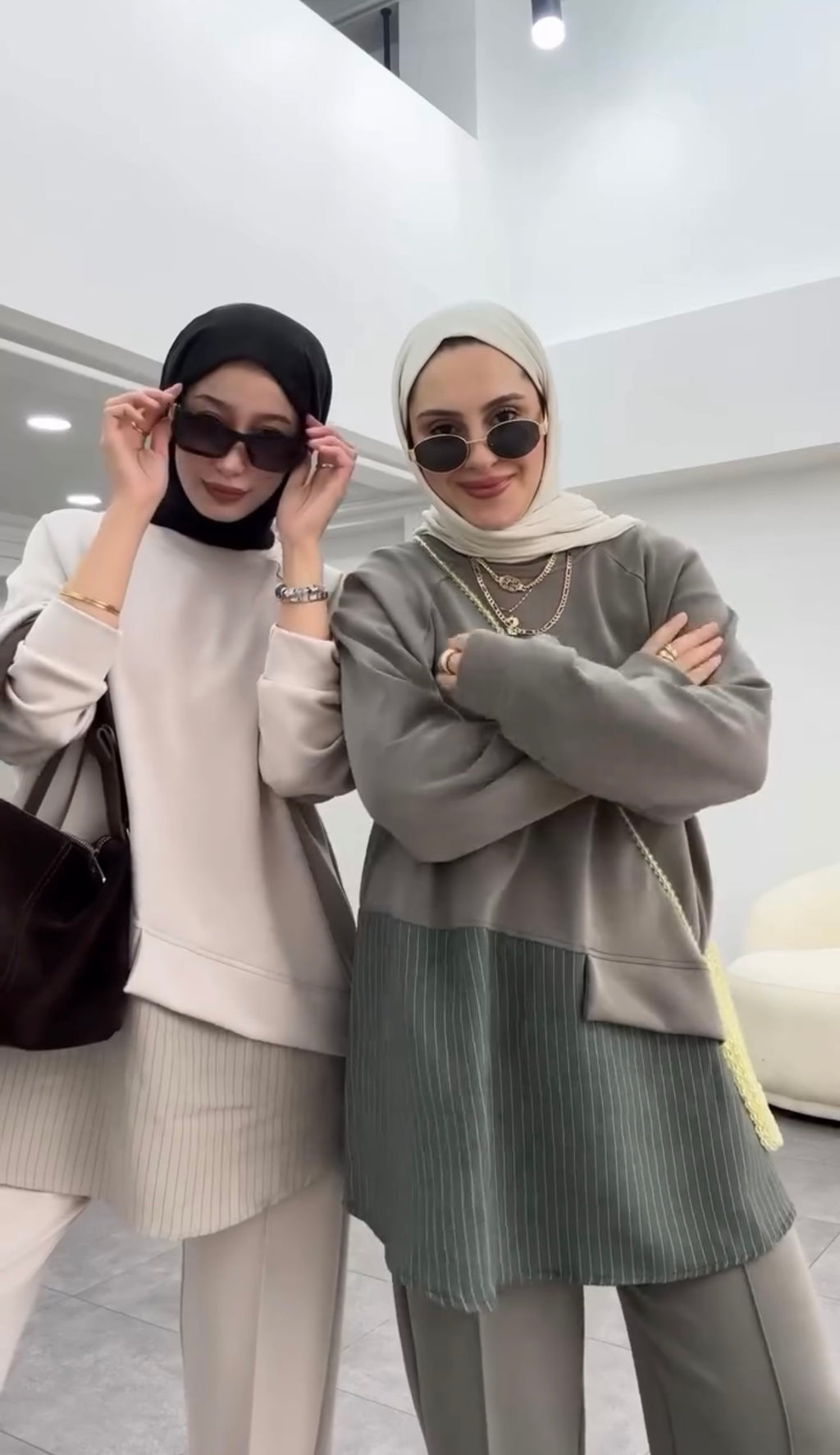 Oysho Striped Shirt Tracksuit - Beige image 2
