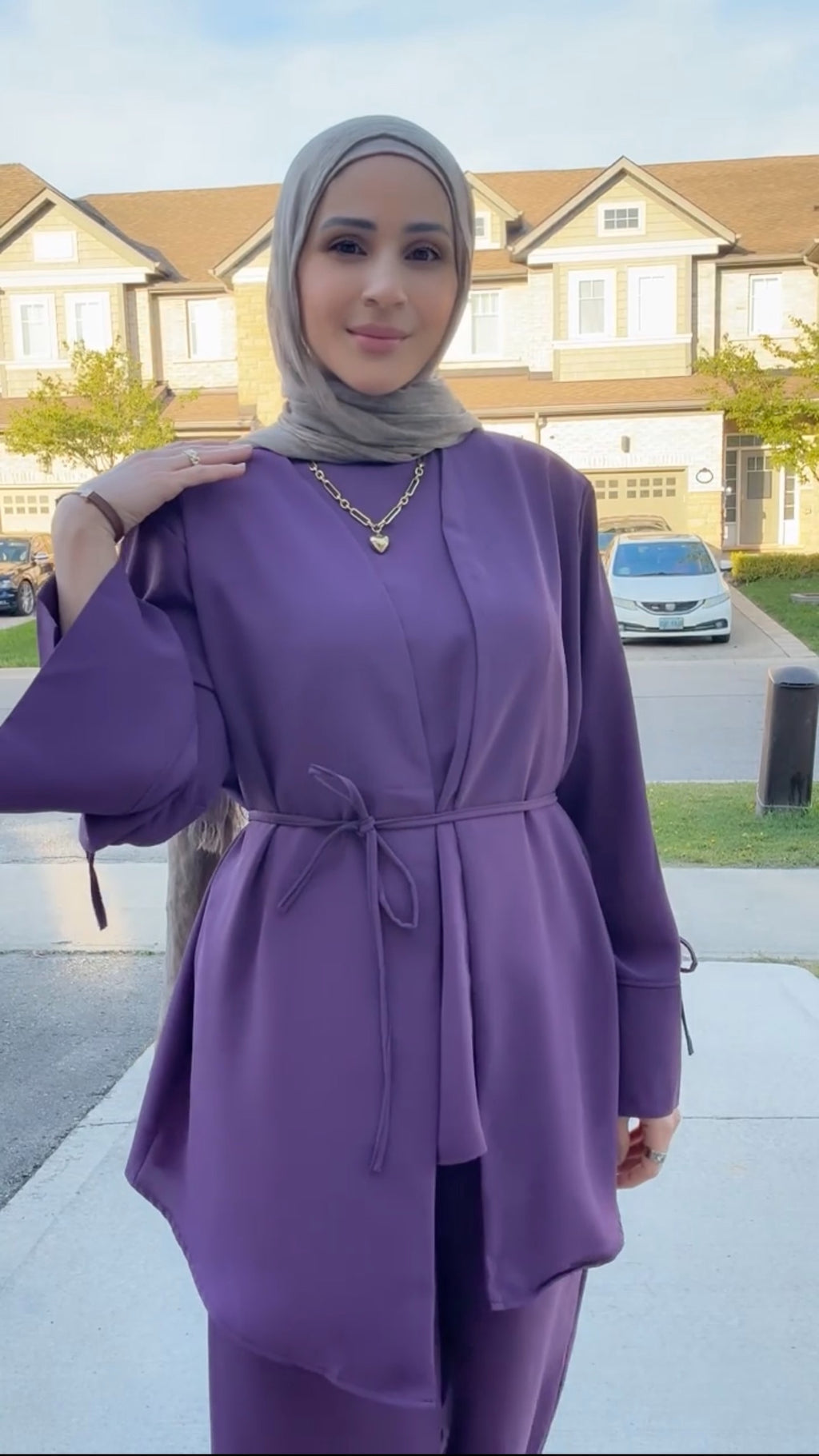ONUK Two-Piece Modest Co-Ord Set - Eggplant