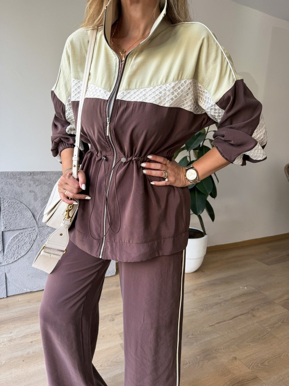 Color-Block Sport Set - Brown