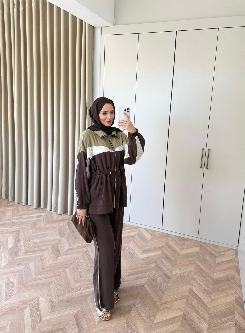 Color-Block Sport Set - Brown
