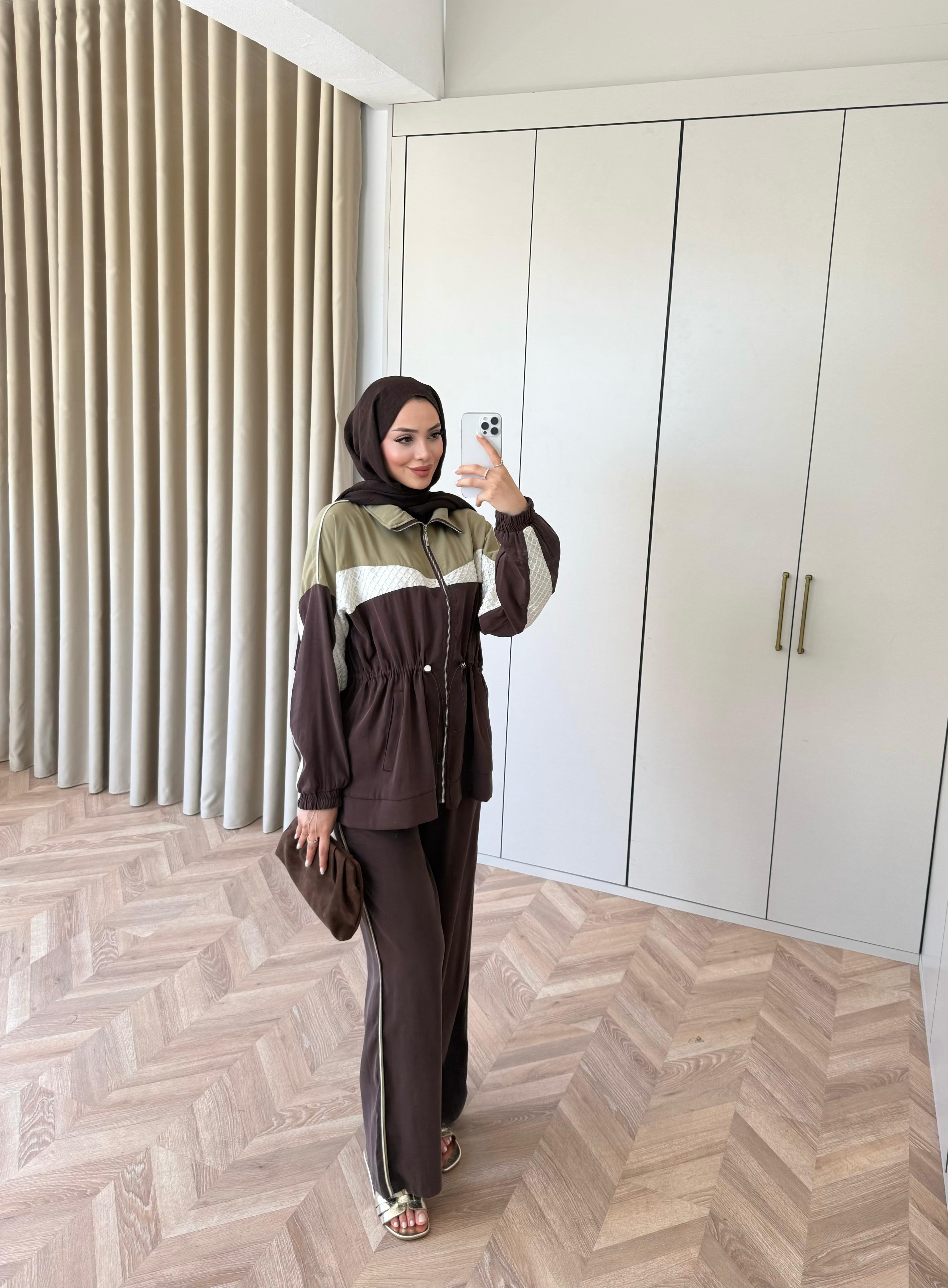 Color-Block Sport Set - Brown