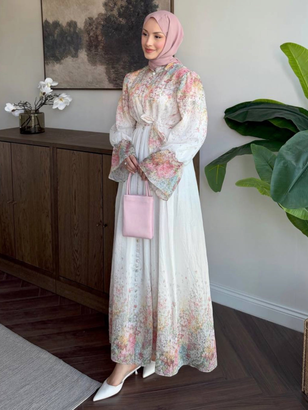 Garden Romance Button-Down Modest Maxi
