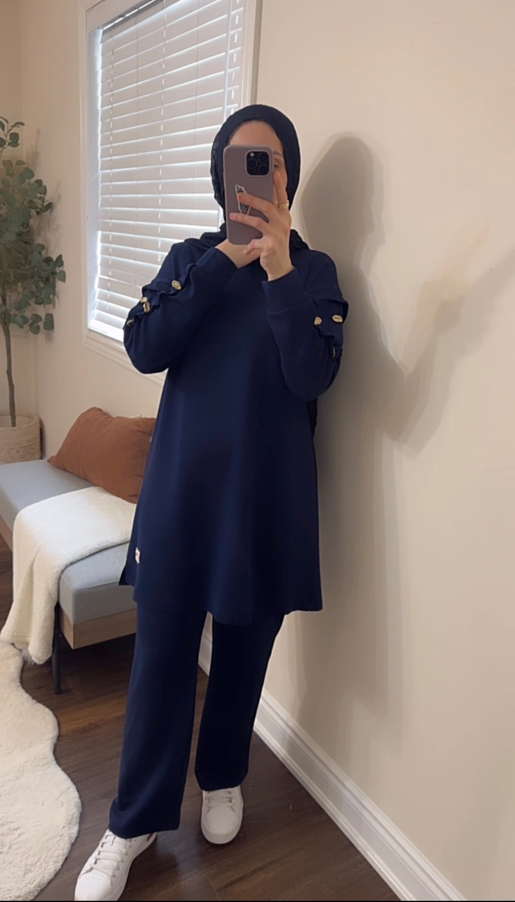 Navy blue Long Tunic Set