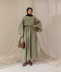 Sage Pleated Cotton Co-ord Skirt Set