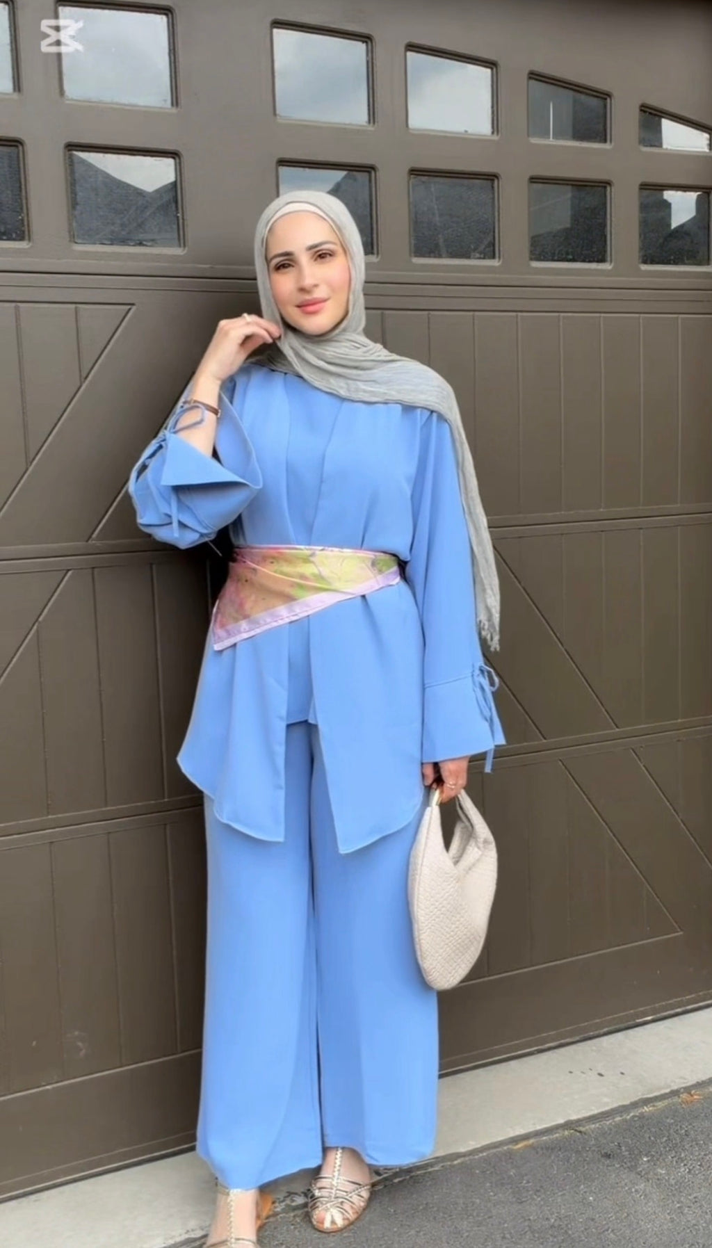 ONUK Two-Piece Modest Co-Ord Set - Pastel Blue