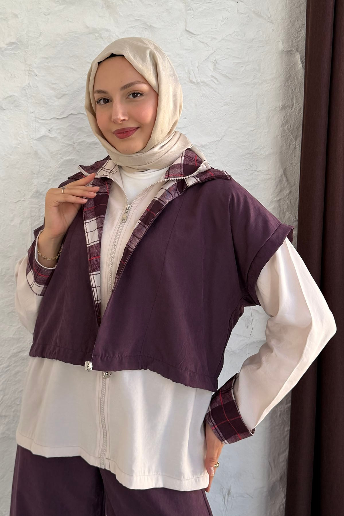 Modern Urban Layered Two-Piece Set | Plum & Cream