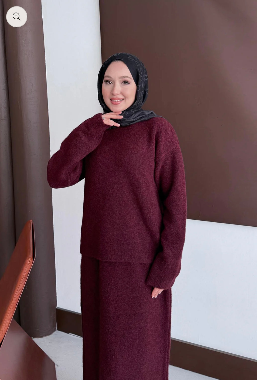 Burgundy Grace Knit Skirt Set image 3
