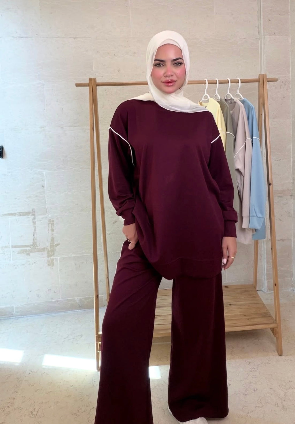 Oysho Sporty Tracksuit - Dark Burgundy