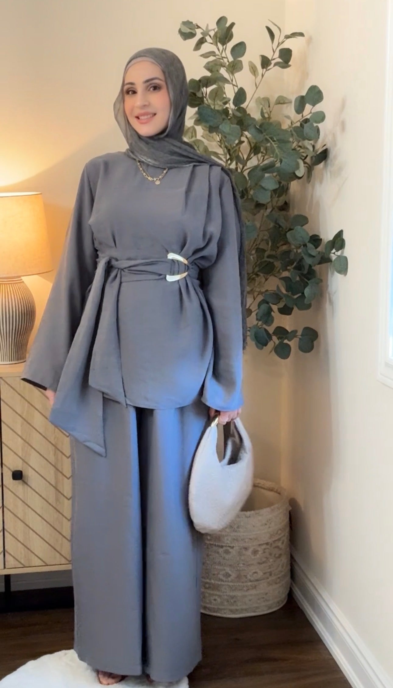 The Serene Slate Belted Co-ord Set