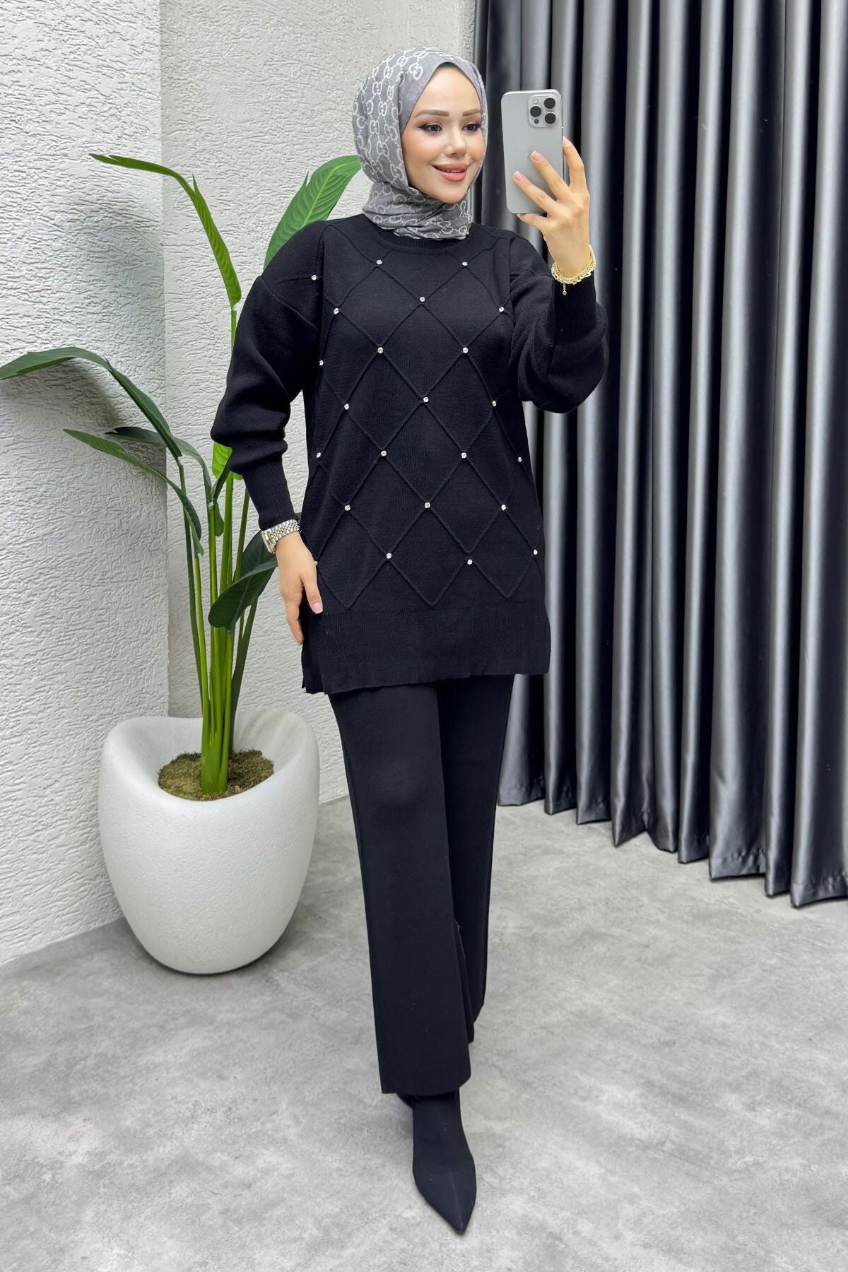 Diamond Knitted Triko Set - Black 🖤 image 10