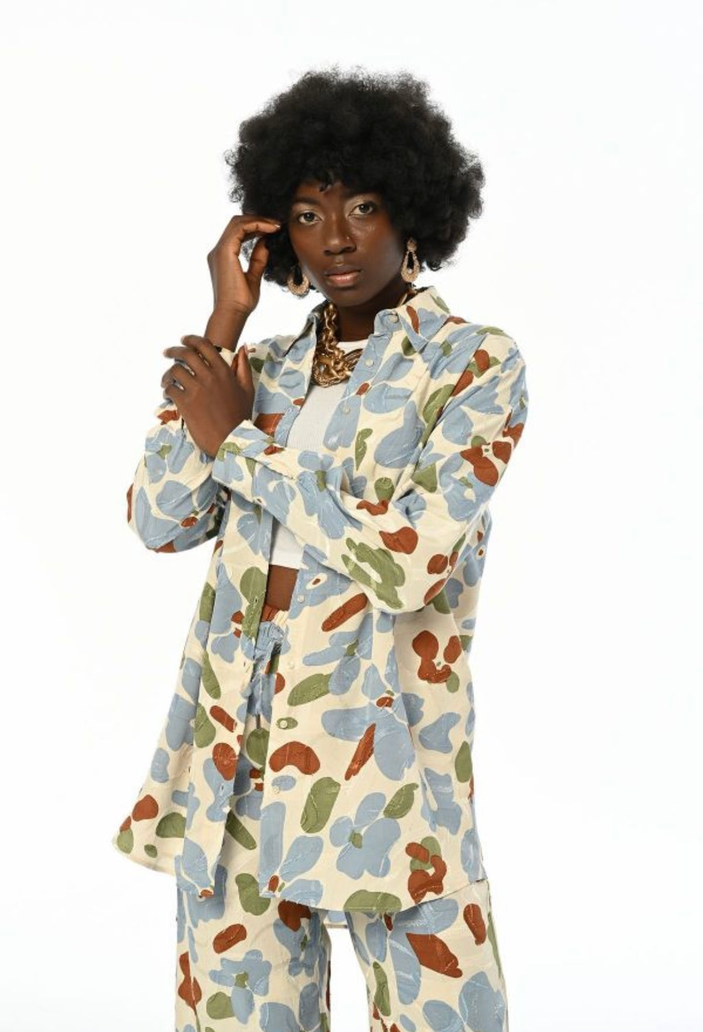 Patterned Oversize Women's Shirt - Jacquard image 1